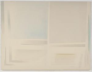 Arioso con grande celeste, 2008. Tecnica mista su tela, cm 140 x 180
