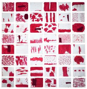 Maurizio Pellegrin, 48 Red Venetian Papers, 2020, tecnica mista su carta, 22,5 x 30 cm cadauno